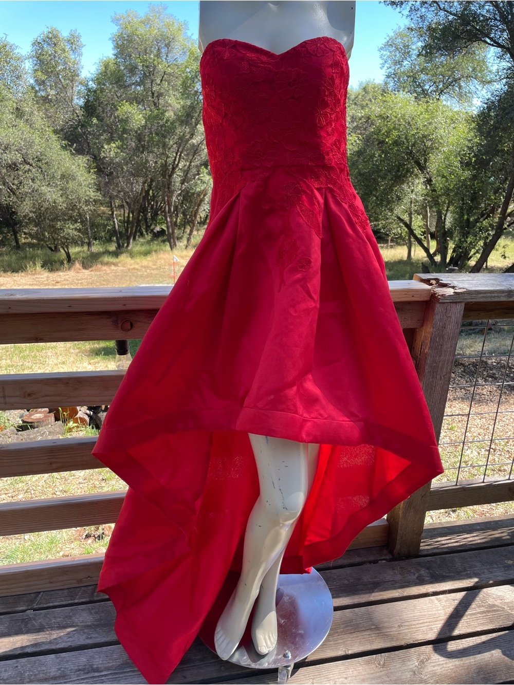 City Triangles gorgeous Red Strapless High-Low Lace Bodice Dress and Corset